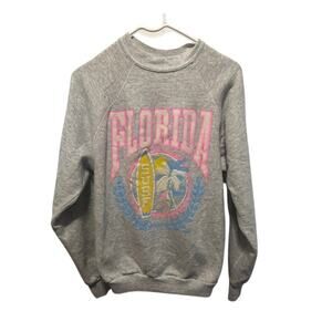 Vintage Florida Crewneck Sweatshirt Surf Gray Neon Graphics Tultex Tag Large